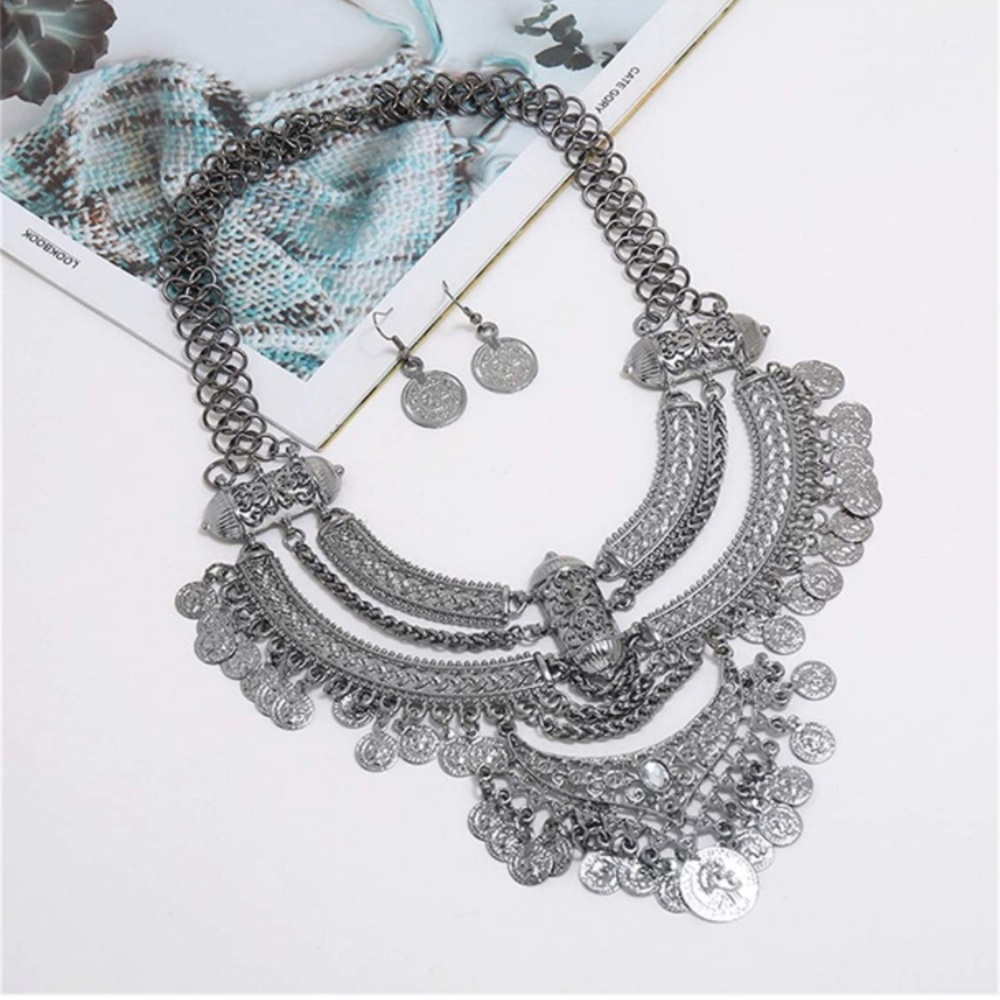 Fashion Bib Bohemian Coin Statement Necklace